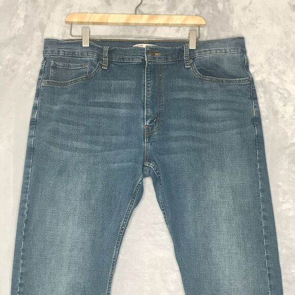 Levis Signature Straight Mens 40*32 Blue Pockets Denim Flat Front Mid Rise - Picture 3 of 10
